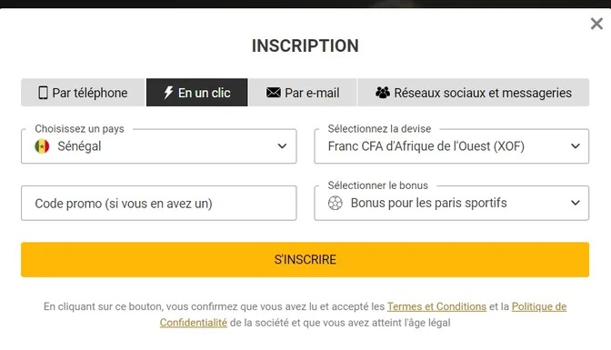 Inscription des joueurs dans Melbet SN