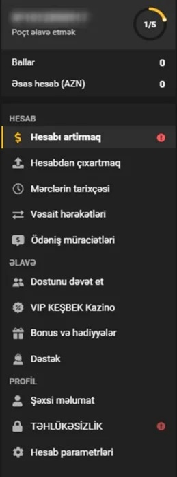 Şəxsi hesab Malbet AZ