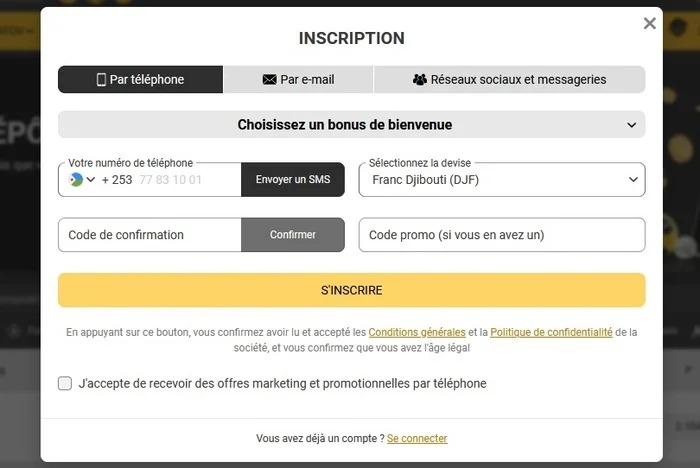 Inscription et connexion à Melbet